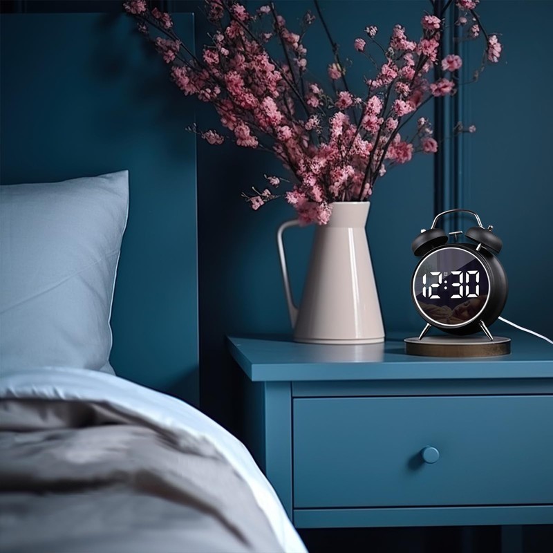 Justup Alarm Clock, Digital Alarm Clock with Large LED Display,
