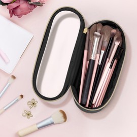 Soimeat Clear Travel Makeup Brush Holder, Leather Makeup Brush Toiletry Bag, Portable Cosmetic Brush Case, Transparent Waterproof Makeup Brush Storage Bag, Black