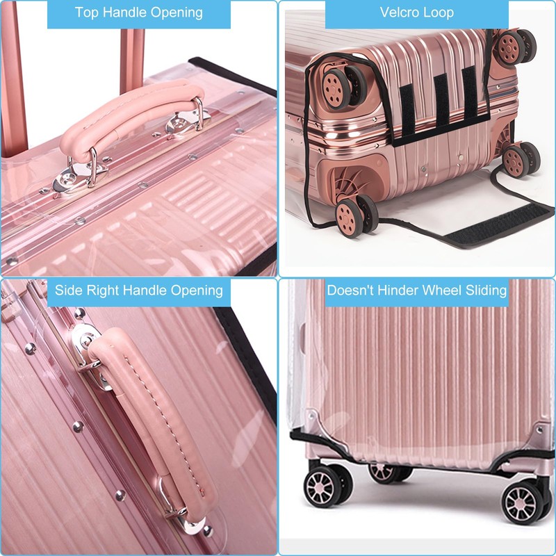 TOKSEO PVC Suitcase Cover Transparent Blue, blue, simple