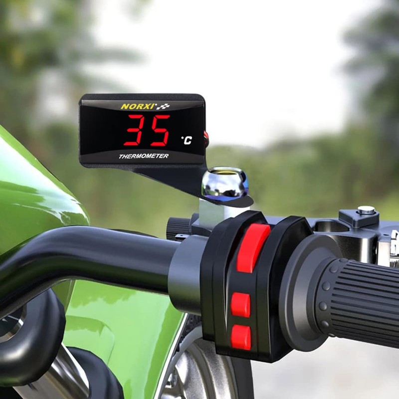 NORXI Motorcycle Water Thermometer Digital Waterproof High Temperature Warning Function
