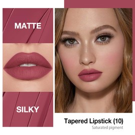 evpct Gradient Lip Liner and Lipstick Combo for Women, Mauve Red Matte Cream Lipstick Lip Liner Crayon Pencil Makeup, Flawless Contour Gradual Ombre Effect, Long Lasting Waterproof Smudge Proof 10