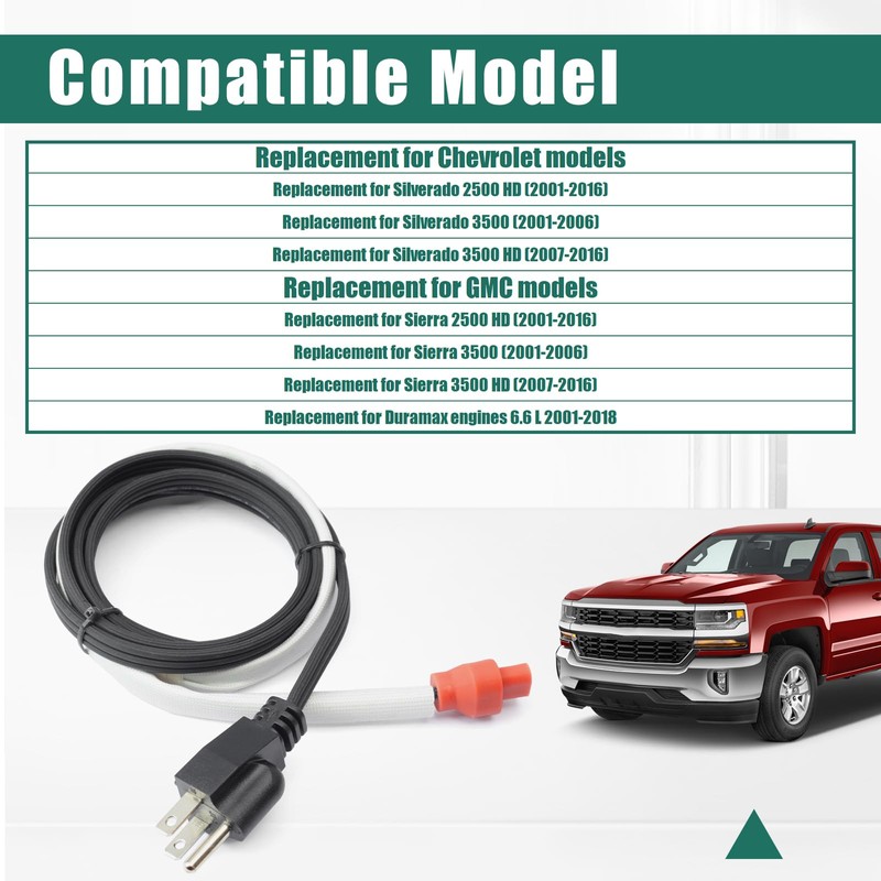 YUXIVCNE 120V Engine Block Heater Cord 6FT 5-15 Plug with