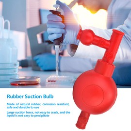 ANKROYU Rubber Suction Bulb, Safe Pressure Quantitative Pipette Filler with 3 Valves, Suction Aspirator Bulb, Hand Pump Bulb for Industrial (Red)