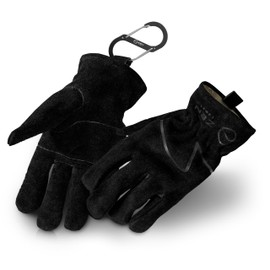 ZEN Camps Camping Outdoor Gloves, Heat Resistant, Work Gloves, Genuine Leather, Cotton Lined, BBQ, 3 Sizes... (Black, M)