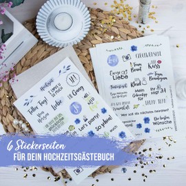 Papierdrachen 3 Sheets of Stickers for Wedding – Guest Book Wedding Anniversary – Wife Husband – Create Memories for Marriage – Gift Idea – Blue Set 2