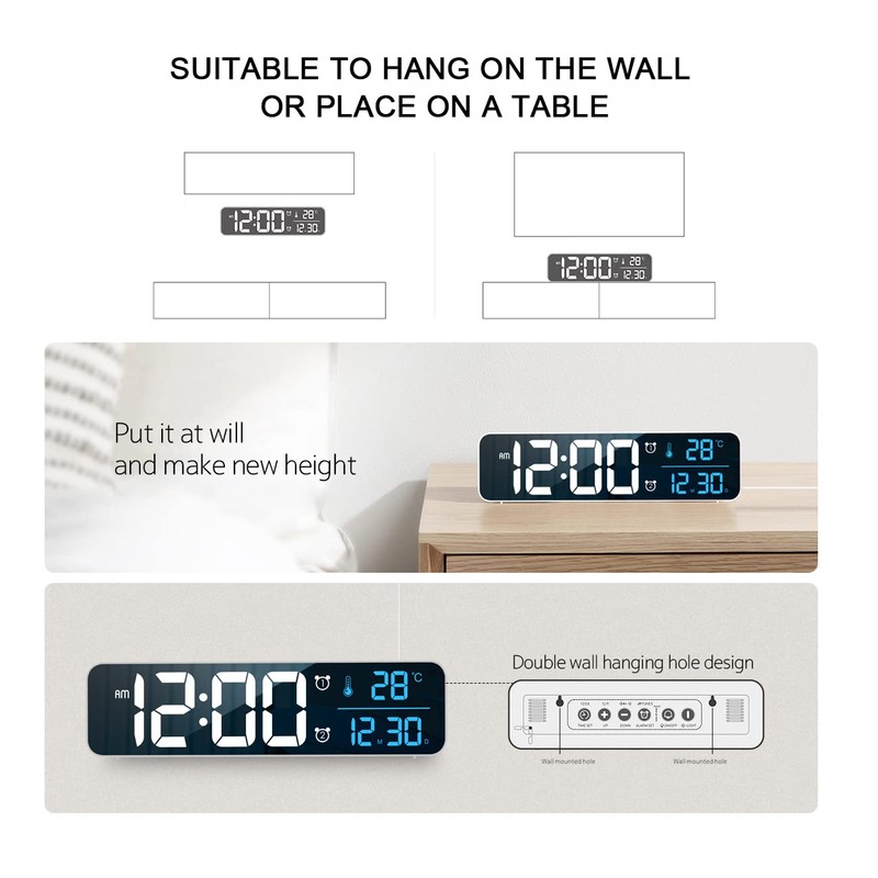 Abovsare Digital Clock for Bedroom, Clocks for Living Room Decor,