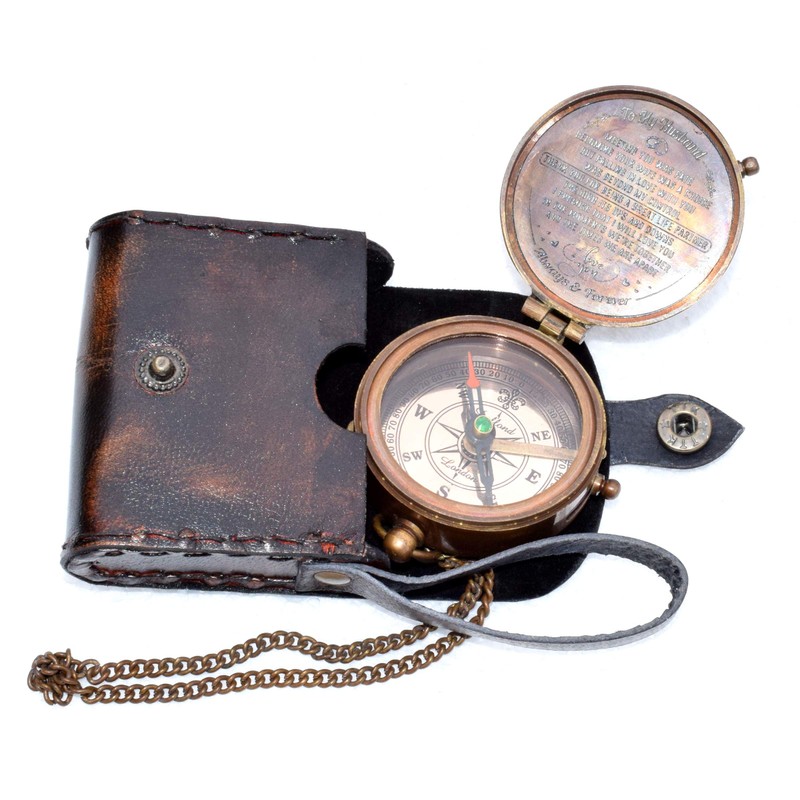 Antique Nautical Vintage Directional Magnetic Compass with Famous Scripture Quote