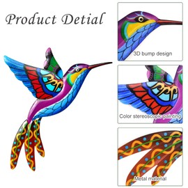 Pack of 2 Hummingbird Metal Hummingbird Decorative Wall Decoration 3D Hummingbird Hummingbird for Hanging Birds Wall Decoration Wall Decoration Sculpture Wall Decoration Outdoor Garden Metal Wall Art