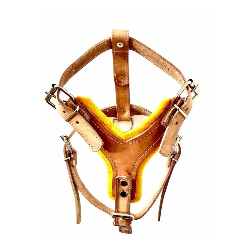 Pechera Ajustable Grande De Cuero C/fieltro