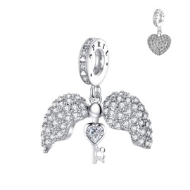 Annmors 925 Sterling Silver Birthstone Bead Charms for European Bracelets and Necklace Beads with 5A Cubic Zirconia, Christmas, Valentine's Day, Mother's Day, Gift Tag for Women and Girls, Sterling