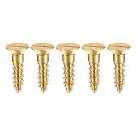 sourcing map Pack of 50 Wood Screws M4 x 16 mm Flat Head Brass Slotted