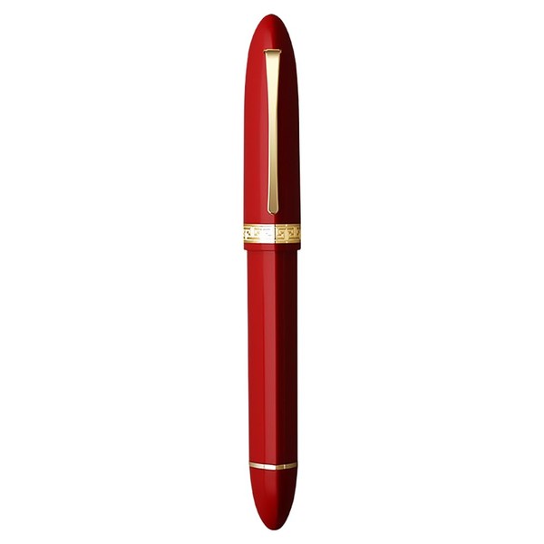 erofa Majohn V60 Piston Fountain Pen Fine Nib, Red Golden