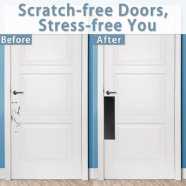 Sumnacon 2 Pcs Stainless Steel Door Kick Plate 16”x4” Door Push Plate Metal Door Plate with Screws Kick Plates for Exterior Door, Front Door, Interior Doors Avoid from Scratches, Kicking, Black