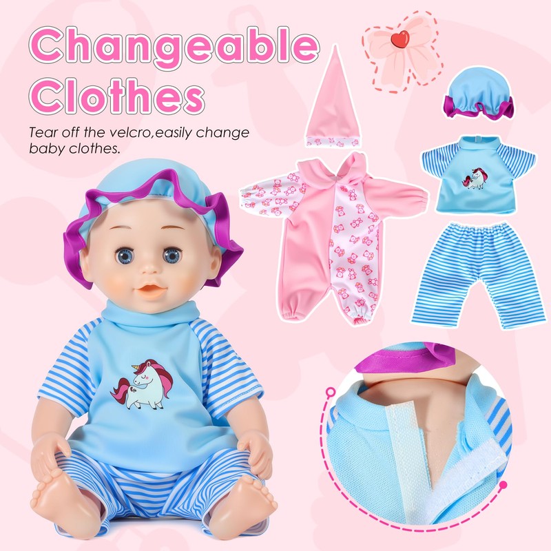 Baby Doll Stroller Toys Set,17 PCS Pretend Play for Girls