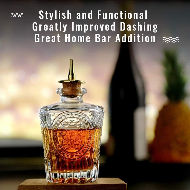 LINALL Bitters Bottle Set - Syrup Bottles with Stainless Steel
