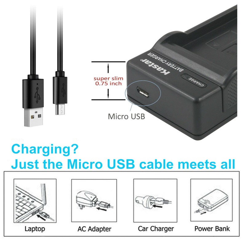 Kastar 2Pcs Battery + Charger for Nikon EN-EL9 EN-EL9a D40