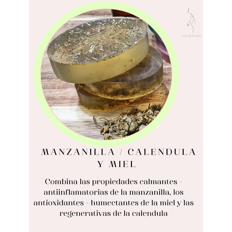 Jabones artesanales: Arroz con calendula, Carbón activado con romero, Avena