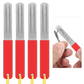 Fishing Hook Sharpener Grinding Tool: 4pcs Double Sided Diamond File Gut Hook for Fishing Portable