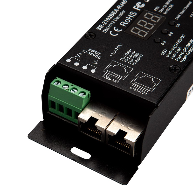 LED Connex DMX Decoder 12-36V RJ45 4CH 8A