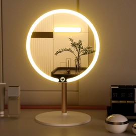 SKSFLY Touch LED Cosmetic Mirror with 4K Ultra-Clear Clarity, Infinite Dimming, 3-Speed Brightness, and Multi-Angle Design – Perfect for Makeup & Grooming(White)