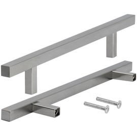 Stahlia Furniture Handles Stainless Steel 288 mm Borehole Spacing Cabinet Handles Silver (Pack of 10) Kitchen Handles 10 x 10 mm Drawer Handles Handle Rail Handle Bar Handle