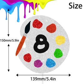 8th birthday Art Party cake topper eight year old Gooey Paint Cake Topper Painting Graffiti Drawing Artist Painter Brush Palette Themed boy girl Baby shower Happy Birthday Cake Decoration