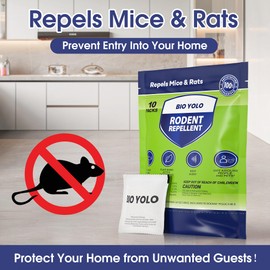 BIO YOLO Rodent Repellent Pouches – Peppermint Oil, Plant-Powered – Repels Mice, Rats & Squirrels, Mouse Repellent– Protects Indoor, Car, RV, Boat, Garage & Cabin – 10 Pouches