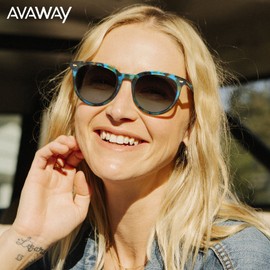 AVAWAY Round Sunglasses Women Polarized Green Blue Tortoise Shell Sun Glasses UV Protection Eyewear Trendy Retro Designer Shades