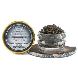 OLMA Royal Kaluga Caviar - Large Pearly Grains - Malossol Fish Roe With Pure Sea Salt - Smooth Flavor & Mouthfeel - Superior Grade Fresh & Tasty Gourmet Fish Eggs - 1 oz (28g) Glass Jar