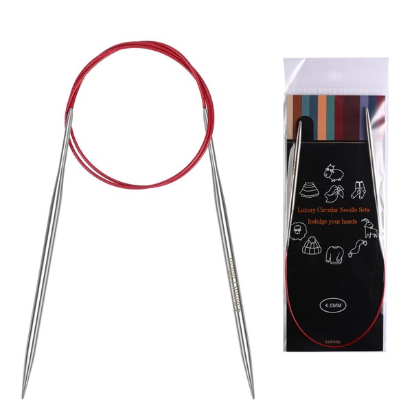 4mm Circular Knitting Needles 80cm Long, Metal Circular Needles with