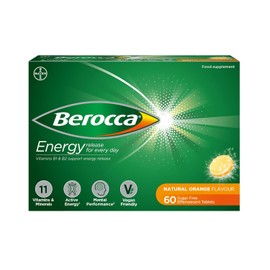 Berocca Energy Effervescent Tablets, Orange Flavour, 60 Tablets