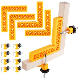 Tomorotec 90 Degree Clamp Set for Woodworking Projects, 4x 6-Inch Squares, 8x Fixing Blocks, 8x M8 Nuts, 8x L-Shaped Screws, Right Angle Clamps for Cabinet Assembly, Furniture Making, Welding & More