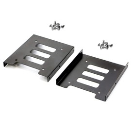 Pasow [2 Pack] Converter Bracket for HDD/SSD 2.5 to 3.5 Converter Mount, Size Conversion Bracket, 2.5 Inch HDD/SSD Conversion Mount, 2 Mount, Metal Screw Set, Black, Set of 2