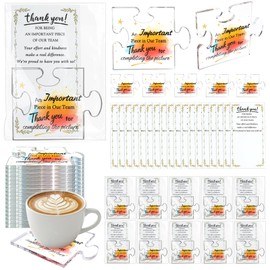 Ebrima 20 Sets Employee Appreciation Gifts- Motivational Acrylic Puzzle Piece Coaster, with Thank You Cards & OPP Bags, Bulk Staff Appreciation Gifts for Office Coworker Staff