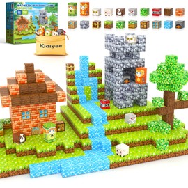 100PCS Magnetic Blocks - Build Mine Magnet World Forest Set, STEM Building Toys for Kids Ages 4-8, Classroom Must Haves Construction Toys, Sensory Toddler Toys Gift for 3+ Year Old Boys & Girls