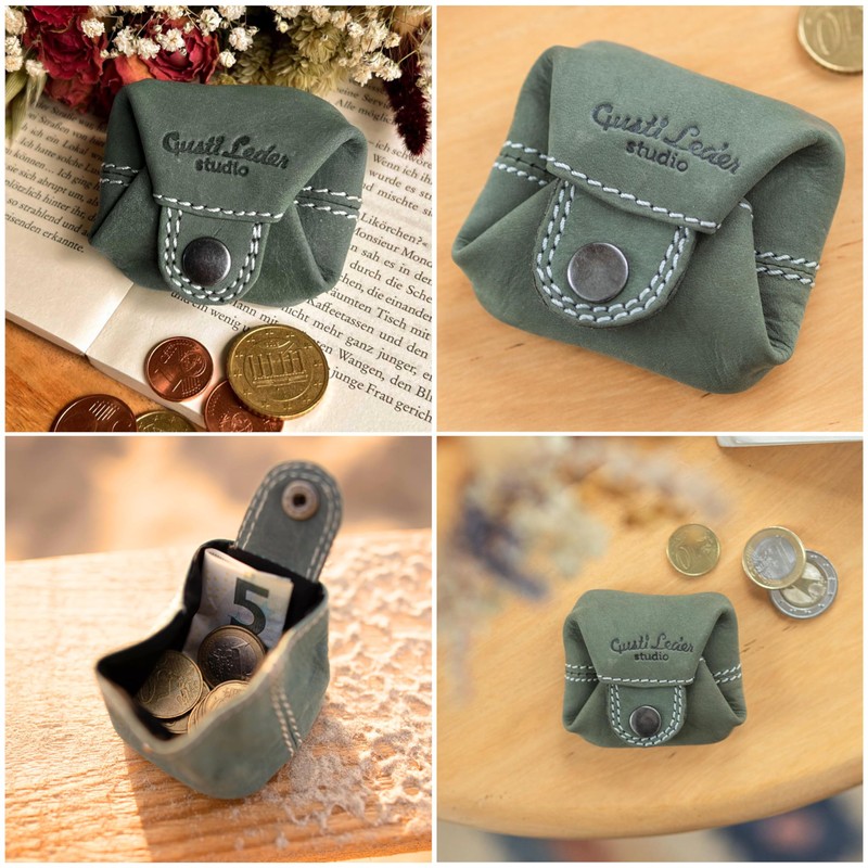 Gusti Leather Coin Purse - Linus Viennese Purse, Small, turquoise