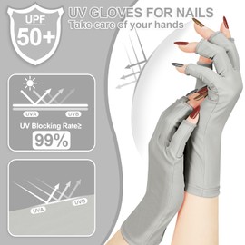 chemotex Guantes de uñas UV, guantes profesionales de protección UV UPF50+ para manicura de gel, guantes UV para el cuidado de la piel para lámpara de uñas de gel, guantes sin dedos para proteger las