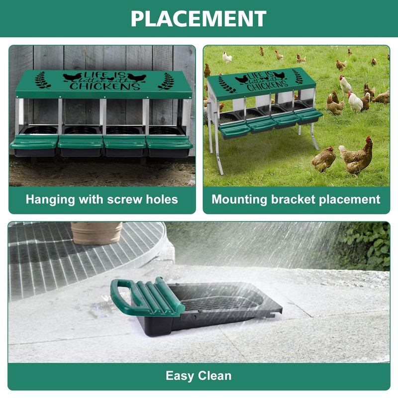 Tgeyd Nesting Boxes - 3 Holes for Laying Eggs -