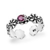 AeraVida Boho Elegance Flowers Wrap Purple Crystal .925 Sterling Silver