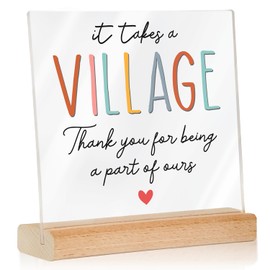 ZAGKOO Thank You Gifts for Women - It Takes a Village Plaque - Teacher Gifts for Christmas - Appreciation Gifts for Coworker, Employee, Daycare Provider - Acrylic Sign for Home Office Desk Table Shelf