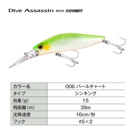 SHIMANO XM-280X 006 Chivas Lure, Xsense, Dive Assassin, 80S, Flash Boost, Pearl Chart