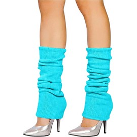 The Fancy Dress Angies Fashion Luxurious Ladies 80's Dance Plain Ribbed Leg Warmers Neon Leg warmers in Hot Pink 12 Colours (Turquoise)
