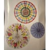 Unique Set of 3 Hanging Paper Fans Summer Pastel Floral