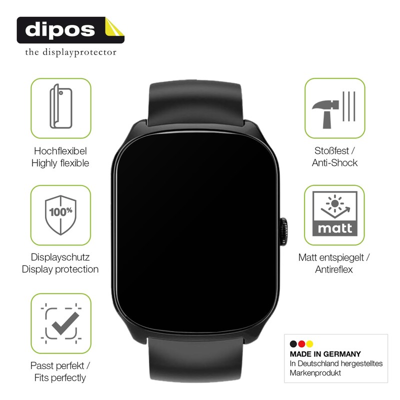 dipos FLEX 2x Schutzfolie matt passend für YHE 1.95 Zoll