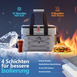 PeranoRidia Cool Bag Small 10 L Foldable for On the Go Lunch Bag Insulated Thermal Bag Mini Cool Box Cooler Bag for Food & Drinks Lunch Bag Insulated Bag Lunch Box Bag for Work Picnic Grey