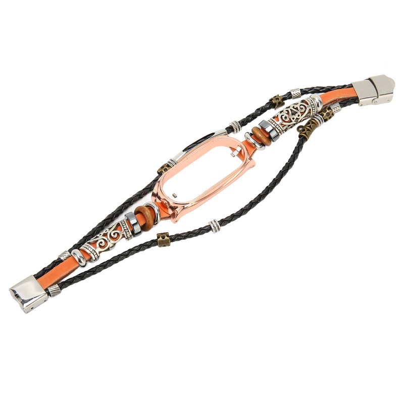 for Xiaomi Mi Band 7 Leather Strap Metal Snap Retro