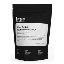 True Nutrition Pea Protein Powder Isolate - 25g Non-GMO Vegan Protein Powder per Serving - Low Carb, Low Fat, High Leucine - Gluten Free, Dairy Free, Soy Free - French Vanilla - 1LB