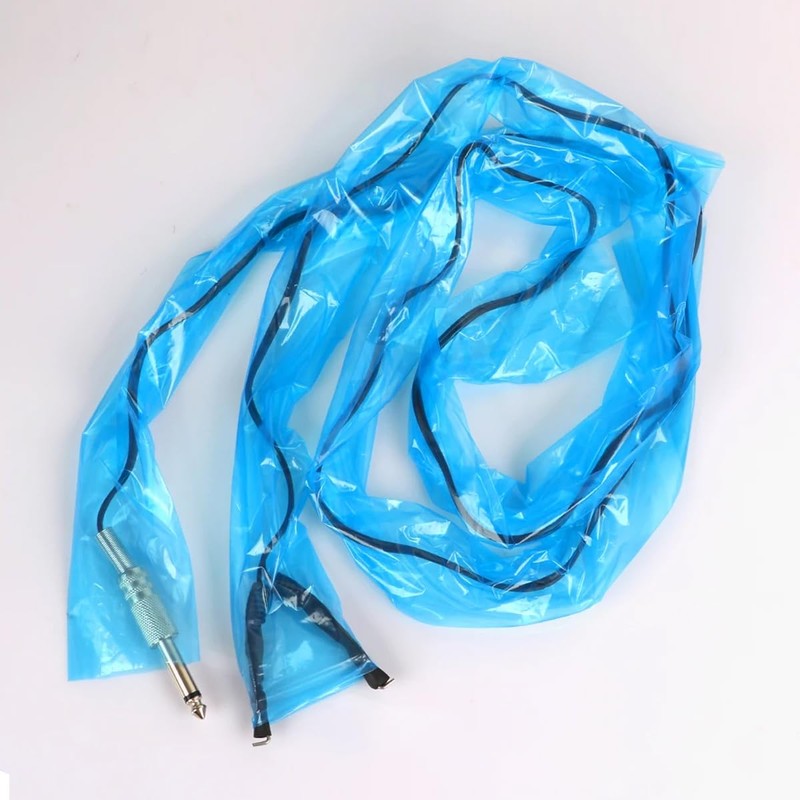 AIMALL 200PCS Professional Blue Polyethylene Tattoo Clip Cord Covers, 23.6x2