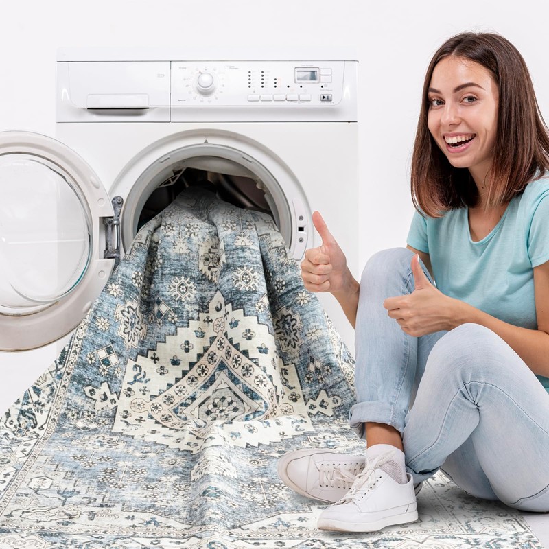 9x12 Washable Distressed Area Rugs -Living Room Bedroom Kitchen Apartment