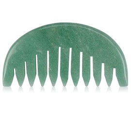 ideayard Gua Sha Jade Comb Natural Scalp Massager Jade Scraping Massage Comb (Aventurine Rounds)